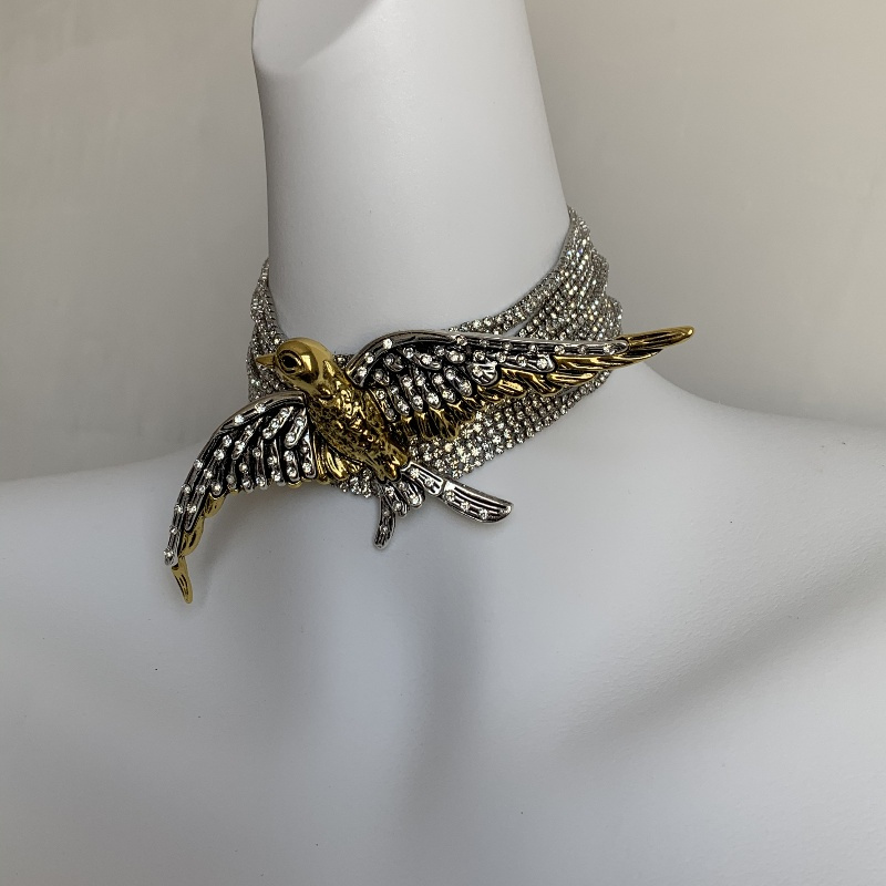Großhandel Schmuck Glam Retro Tier Legierung Kupfer Strasssteine Vergoldet Versilbert Überzug Inlay Halsband display picture 9