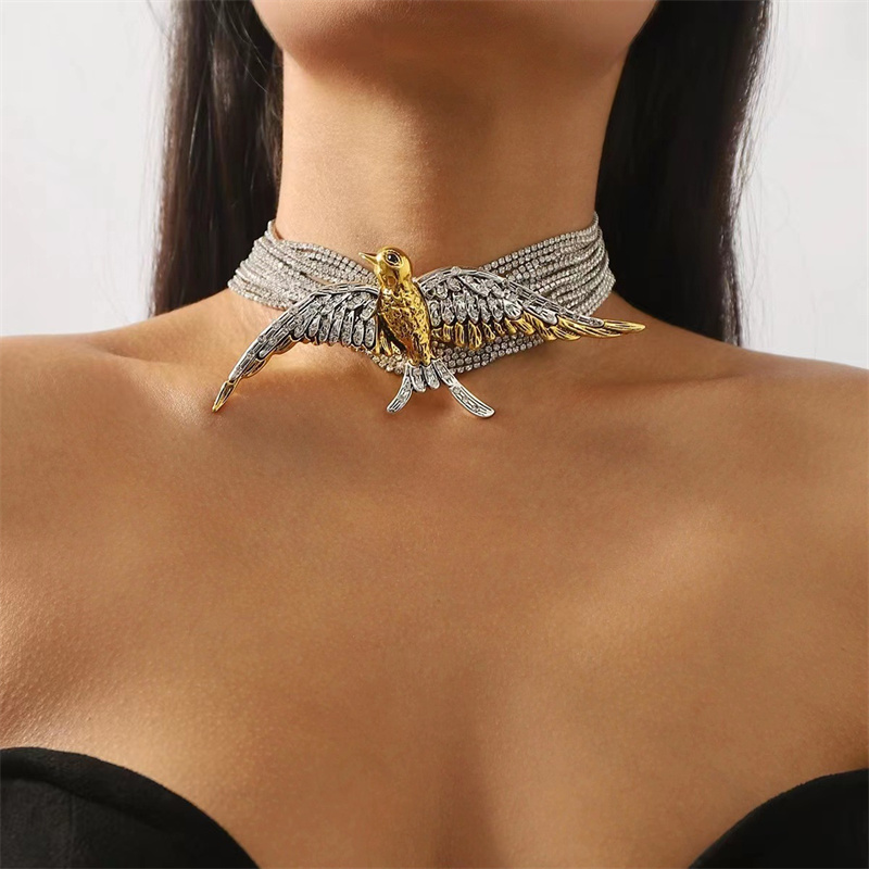 Wholesale Jewelry Glam Retro Animal Alloy Copper Rhinestones Gold Plated Silver Plated Plating Inlay Choker display picture 1