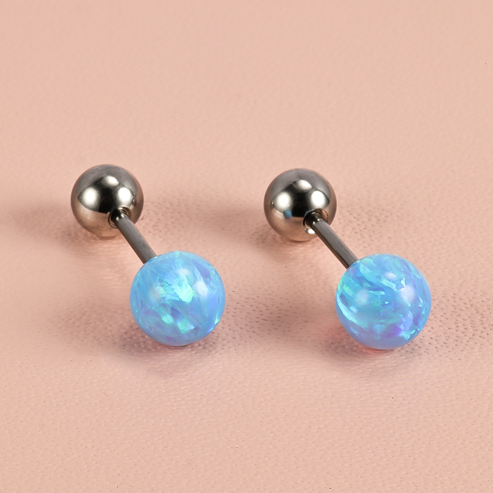 1 Pair Shiny Solid Color Polishing 201 Stainless Steel Gem Ear Studs display picture 7