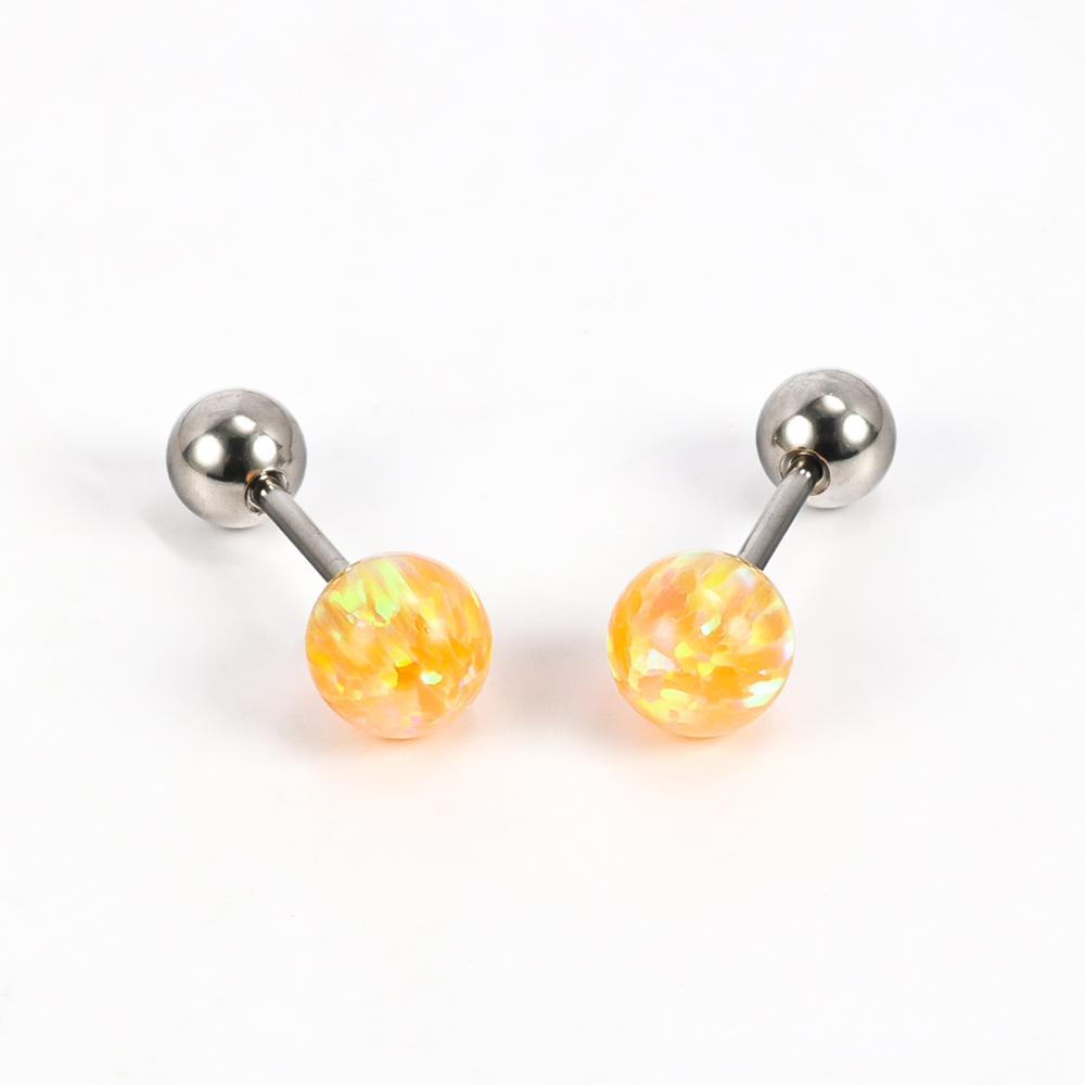 1 Pair Shiny Solid Color Polishing 201 Stainless Steel Gem Ear Studs display picture 13