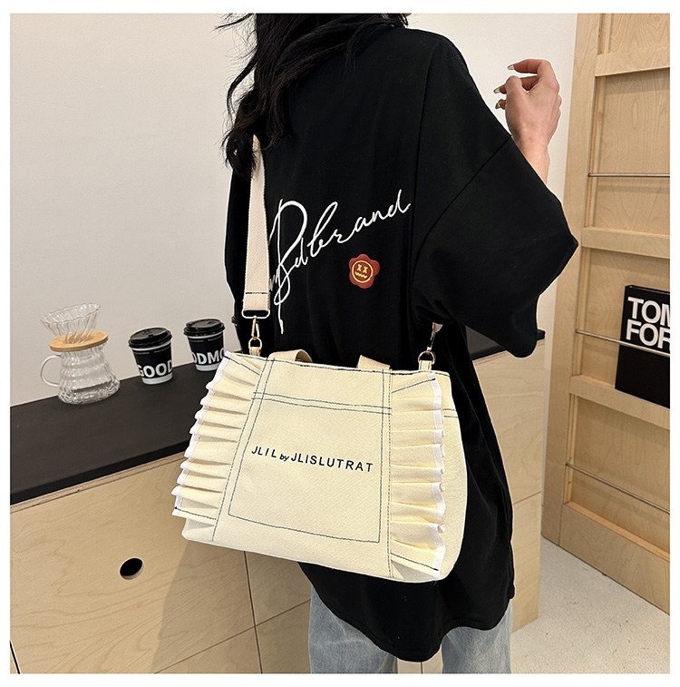 Women's Canvas Solid Color Classic Style Sewing Thread Zipper Shoulder Bag display picture 14