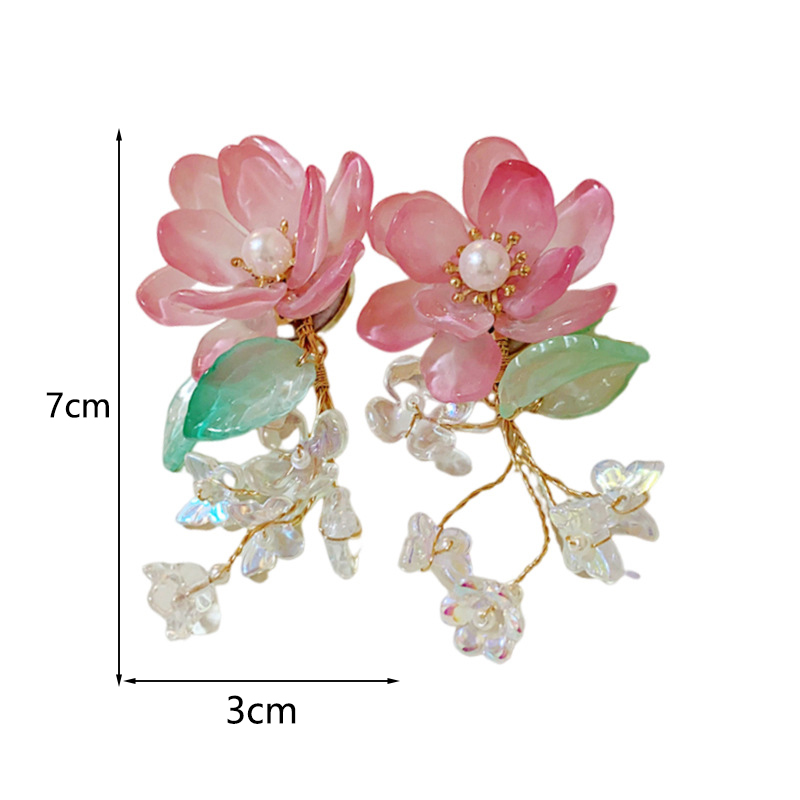 1 Pair Casual Elegant Flower Flowers Glass Ear Studs display picture 6