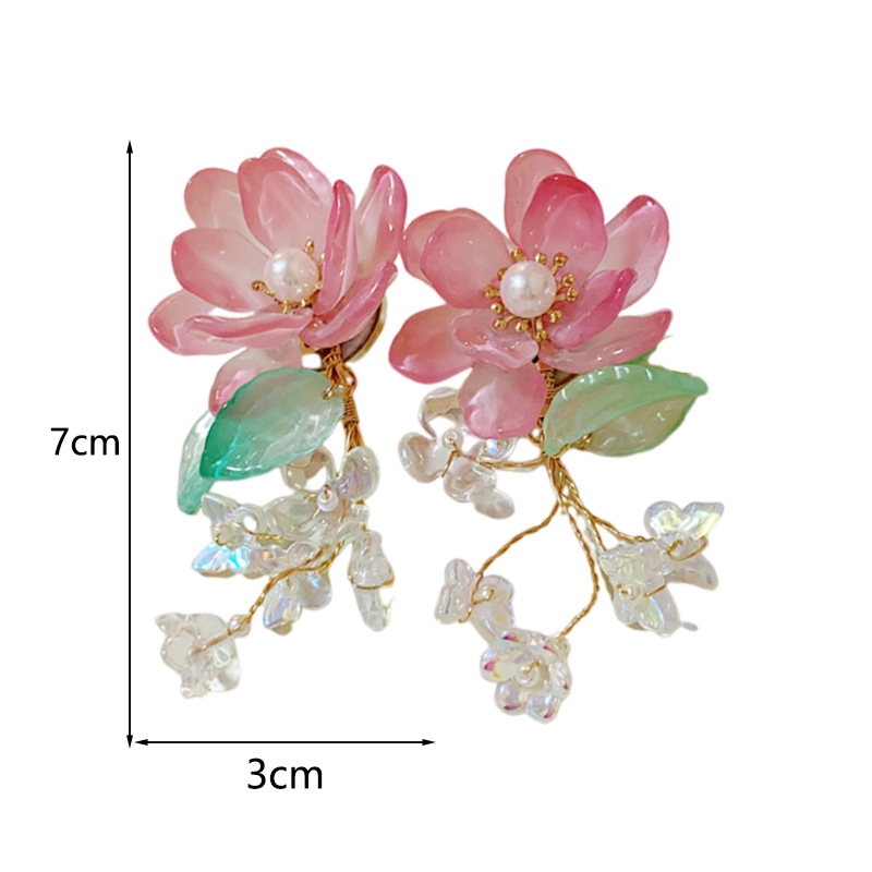 1 Par Casual Elegante Flor Flores Vidrio Pendientes display picture 6