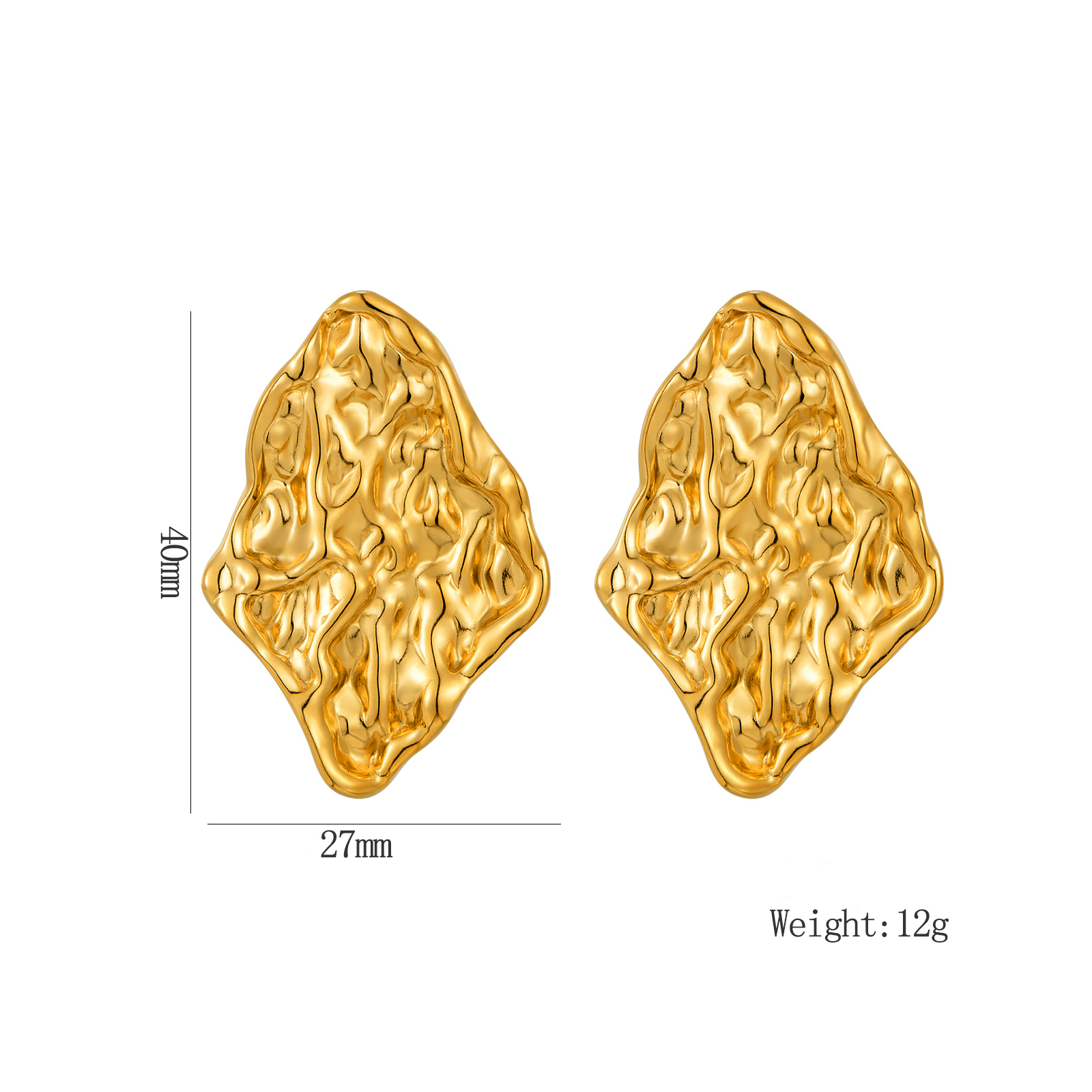 1 Pair Exaggerated Classic Style Irregular Circle Heart Shape Plating 304 Stainless Steel 18K Gold Plated Ear Studs display picture 2