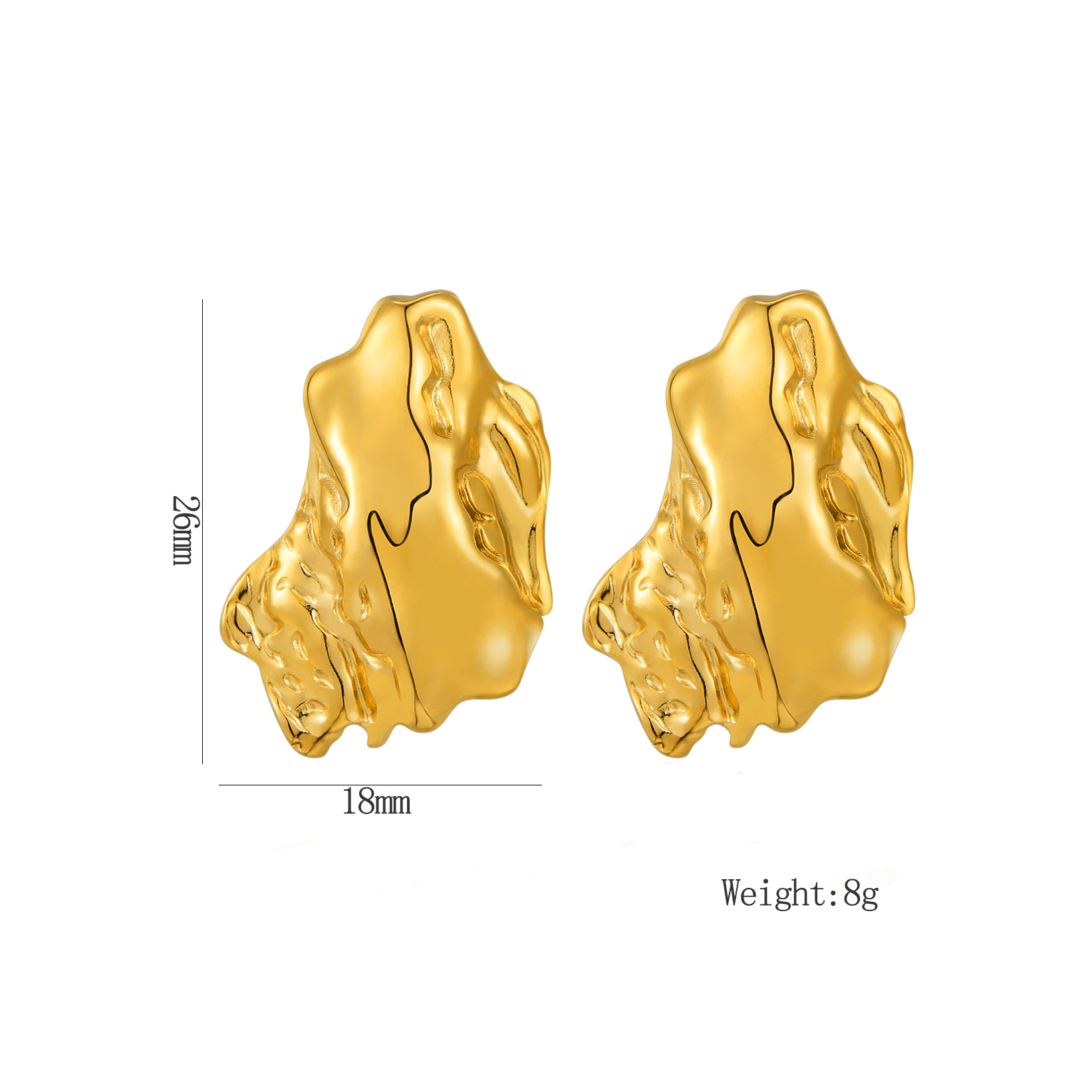 1 Pair Exaggerated Classic Style Irregular Circle Heart Shape Plating 304 Stainless Steel 18K Gold Plated Ear Studs display picture 8
