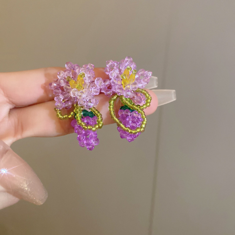 1 Pair Casual Elegant Flower Beaded Crystal Ear Studs display picture 7