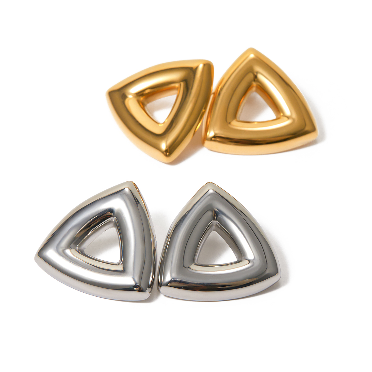 1 Pair Simple Style Classic Style Solid Color Plating 316 Stainless Steel  18K Gold Plated Ear Studs display picture 1