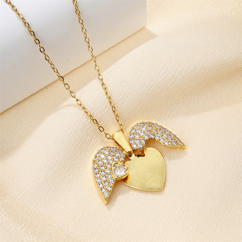 Stainless Steel Copper 18K Gold Plated IG Style Inlay Heart Shape Zircon Pendant Necklace display picture 8