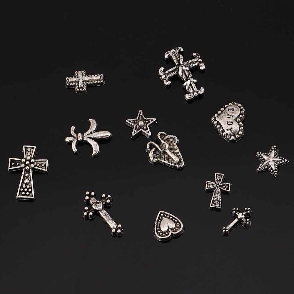 Gothic Pentagram Cross Heart Shape Zinc Alloy Nail Decoration Accessories 1 Set 120 Pieces Per Pack display picture 4