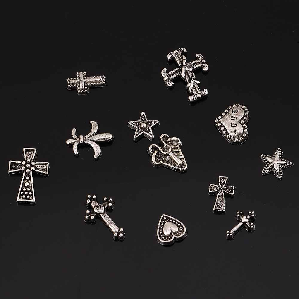 Gotisch Pentagramm Kreuzen Herzform Zinklegierung Nagel Accessoires 1 Satz 120 Stück Pro Packung display picture 4