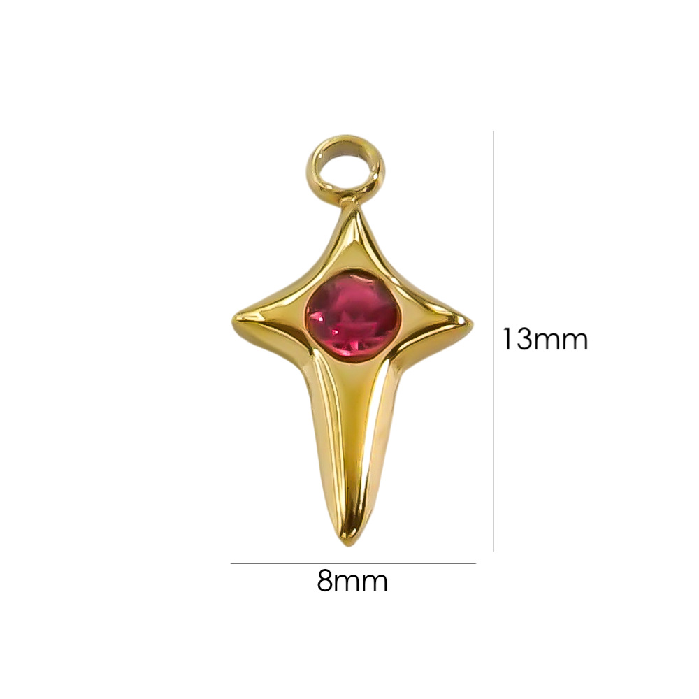 10 PCS/Package 8*13 304 Stainless Steel Zircon 14K Gold Plated Star Pendant display picture 2
