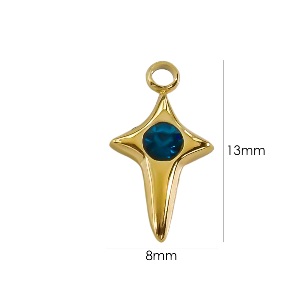 10 PCS/Package 8*13 304 Stainless Steel Zircon 14K Gold Plated Star Pendant display picture 4