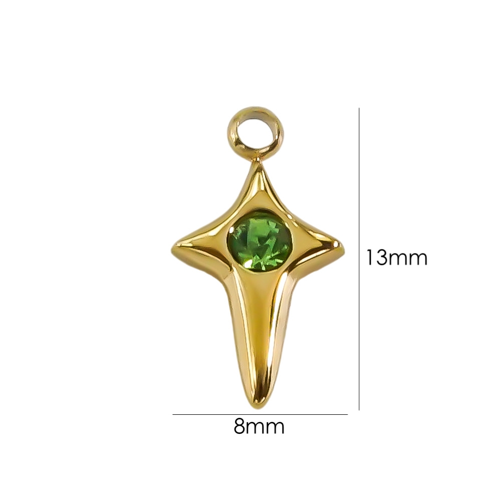 10 PCS/Package 8*13 304 Stainless Steel Zircon 14K Gold Plated Star Pendant display picture 1