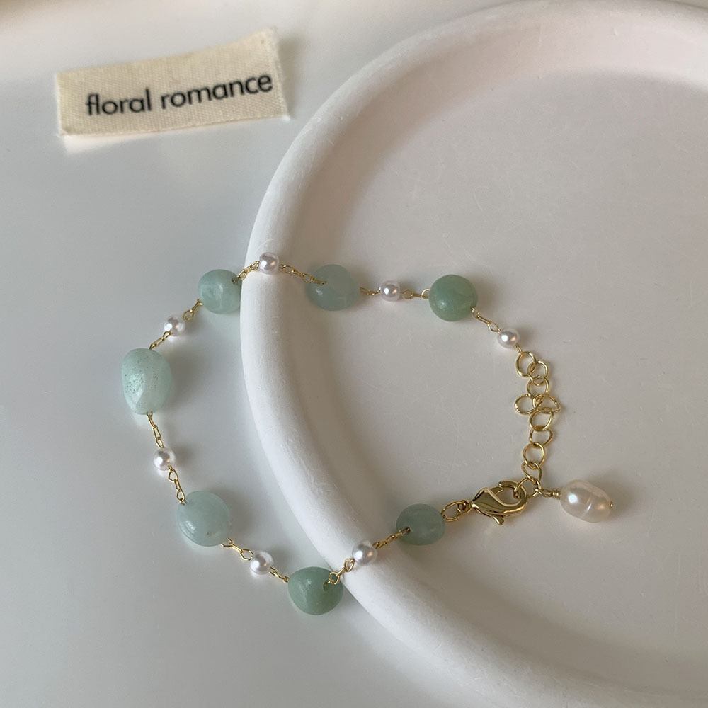IG Style Sweet Simple Style Irregular Green Aventurine Copper 18K Gold Plated Bracelets In Bulk display picture 2