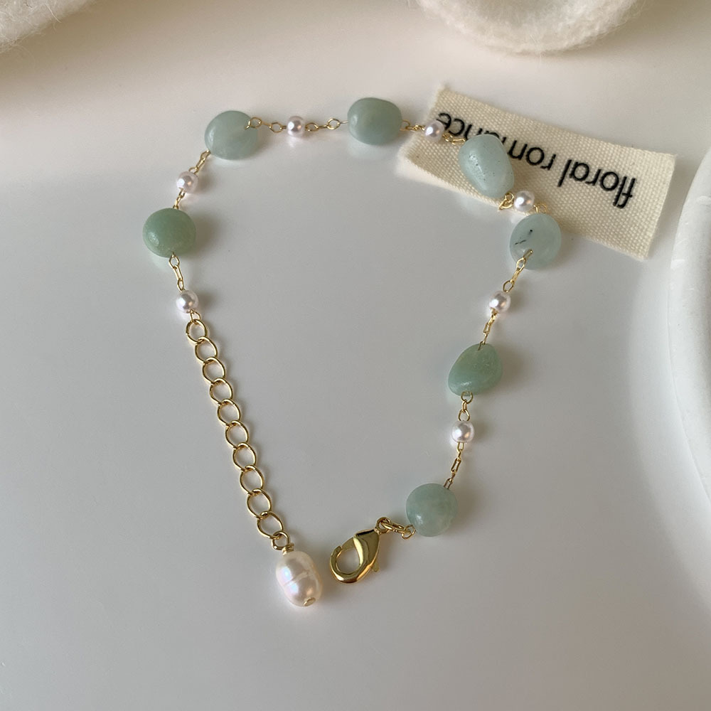 IG Style Sweet Simple Style Irregular Green Aventurine Copper 18K Gold Plated Bracelets In Bulk display picture 4