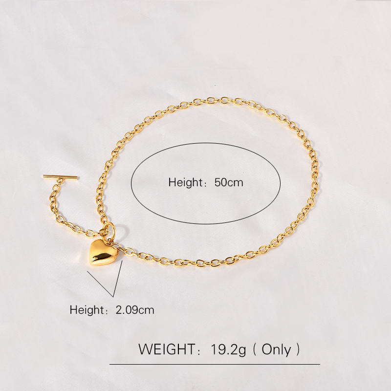 Acero Titanio Chapados en oro de 18k Lindo Dulce Pulido Forma De Corazón Collar Colgante display picture 2
