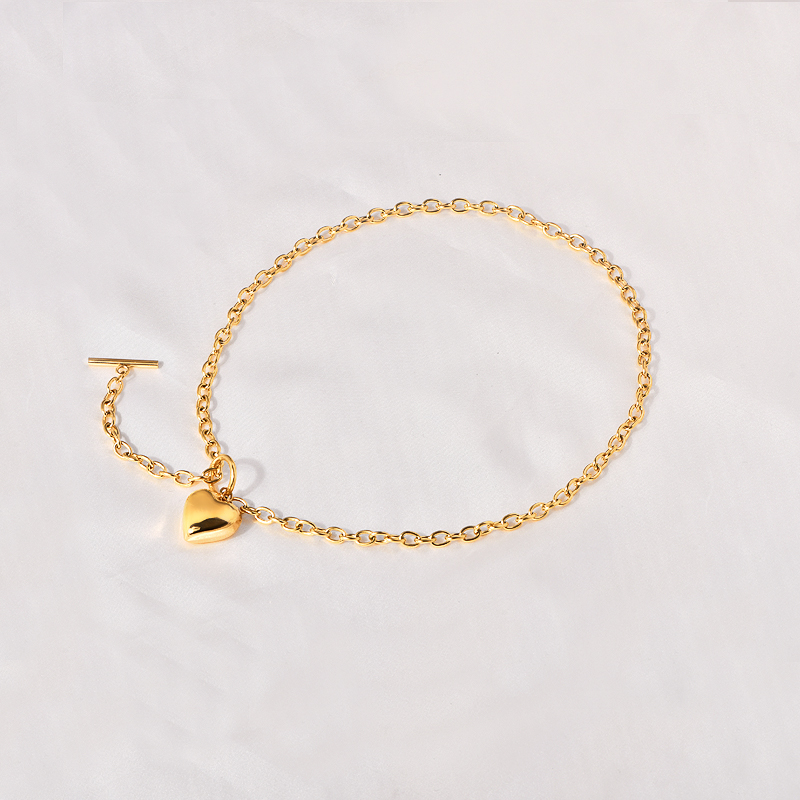 Acero Titanio Chapados en oro de 18k Lindo Dulce Pulido Forma De Corazón Collar Colgante display picture 6