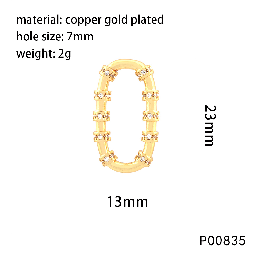1 Piece 13 * 23mm Hole 6~9.9mm Copper Zircon 18K Gold Plated Oval Polished Pendant display picture 8