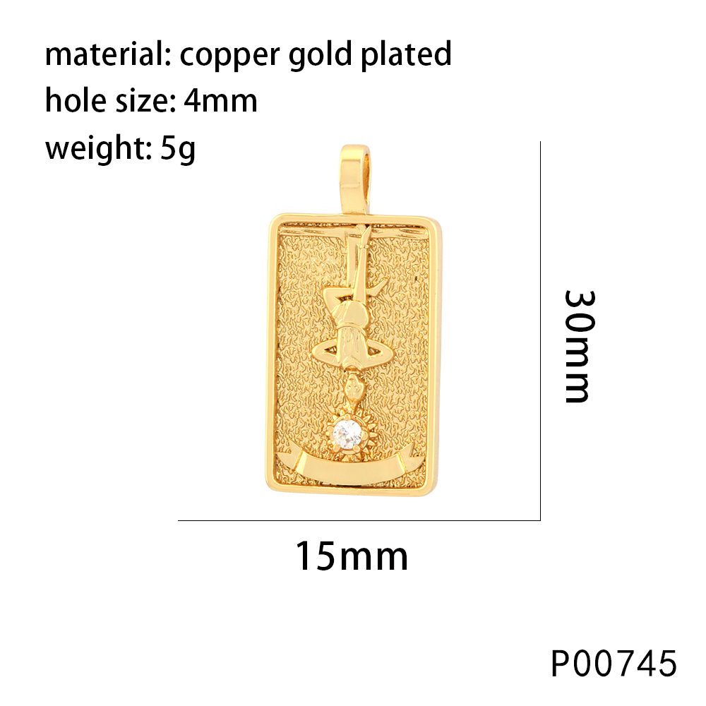 1 Piece 15*30mm Hole 4~4.9mm Copper Zircon 18K Gold Plated Rectangle Polished Pendant display picture 22