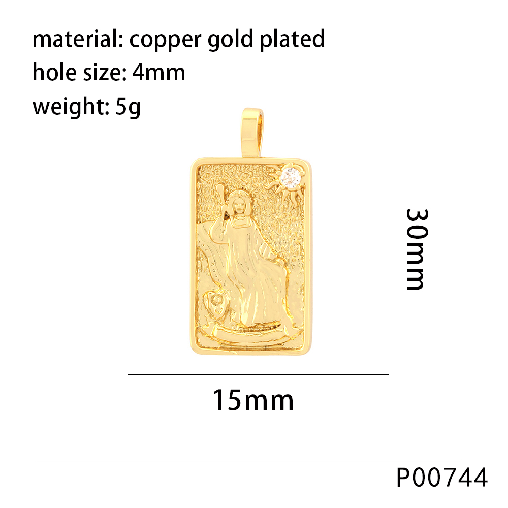 1 Piece 15*30mm Hole 4~4.9mm Copper Zircon 18K Gold Plated Rectangle Polished Pendant display picture 5