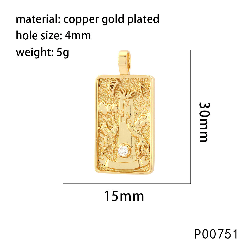 1 Piece 15*30mm Hole 4~4.9mm Copper Zircon 18K Gold Plated Rectangle Polished Pendant display picture 10