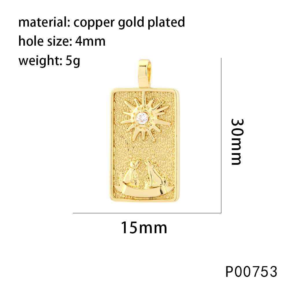 1 Piece 15*30mm Hole 4~4.9mm Copper Zircon 18K Gold Plated Rectangle Polished Pendant display picture 21