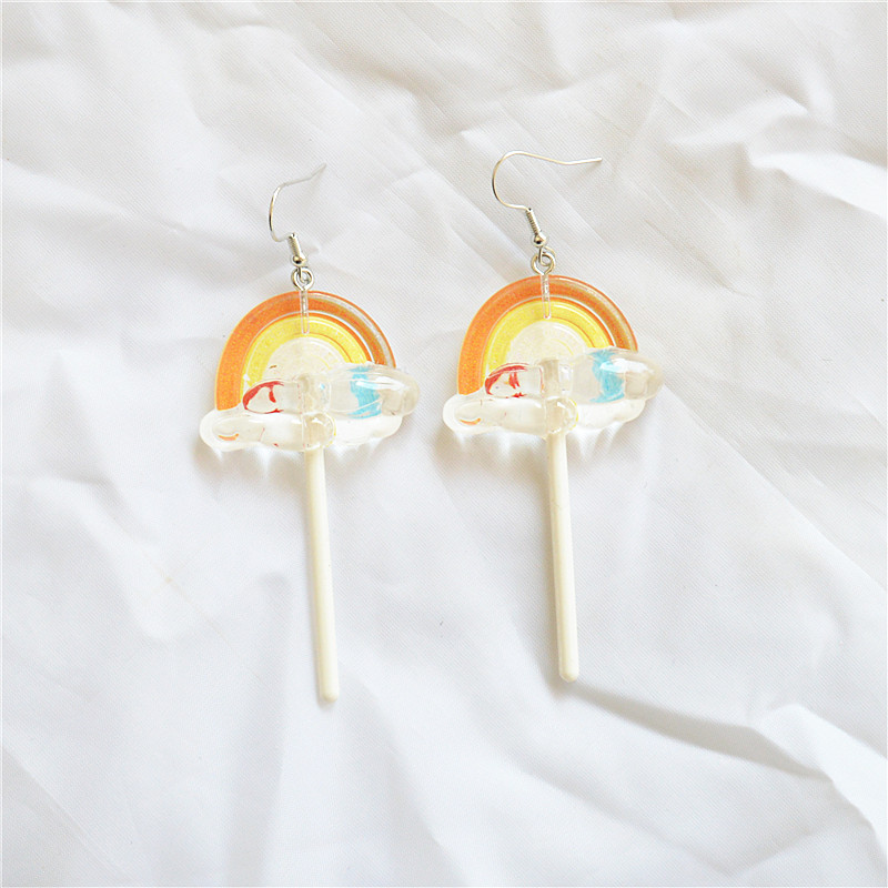 1 Pair Cute Handmade Rainbow Candy Synthetic Resin Metal Drop Earrings display picture 4