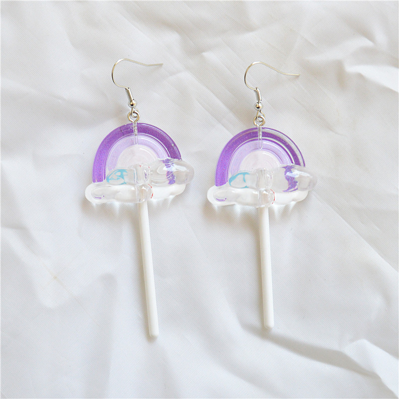 1 Pair Cute Handmade Rainbow Candy Synthetic Resin Metal Drop Earrings display picture 5