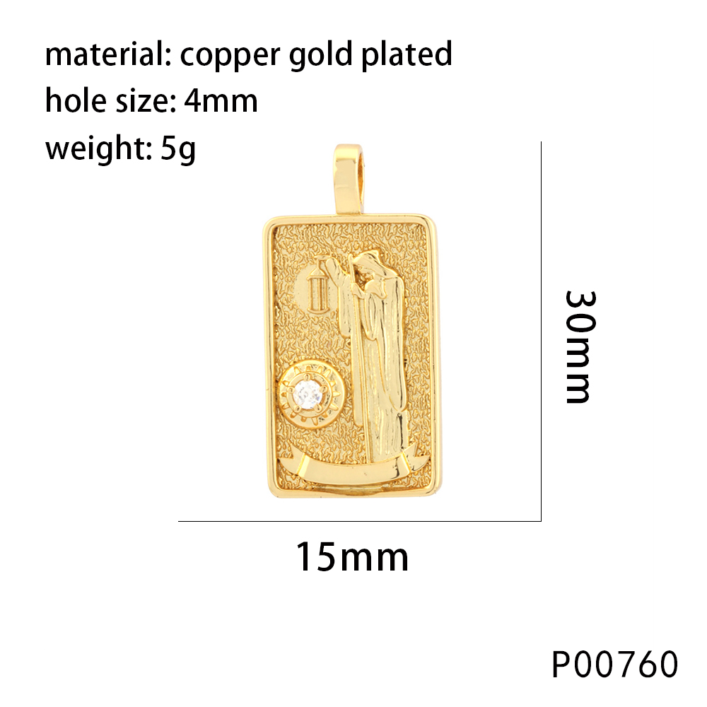 1 Piece 15*30mm Hole 4~4.9mm Copper Zircon 18K Gold Plated Rectangle Polished Pendant display picture 12