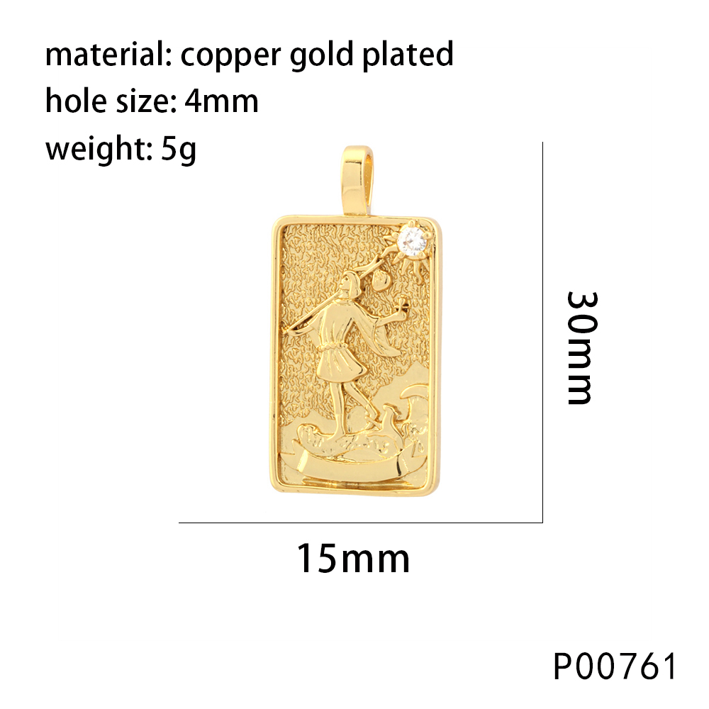 1 Piece 15*30mm Hole 4~4.9mm Copper Zircon 18K Gold Plated Rectangle Polished Pendant display picture 23