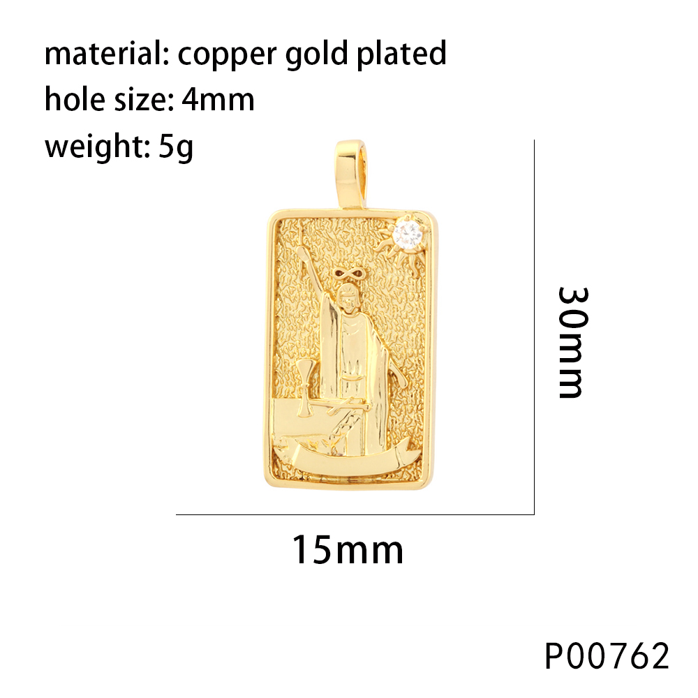 1 Piece 15*30mm Hole 4~4.9mm Copper Zircon 18K Gold Plated Rectangle Polished Pendant display picture 14