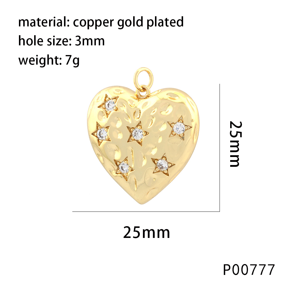 1 Piece 14*17mm 25*25mm Hole 3~3.9mm Copper Zircon 18K Gold Plated Star Heart Shape Polished Pendant display picture 12