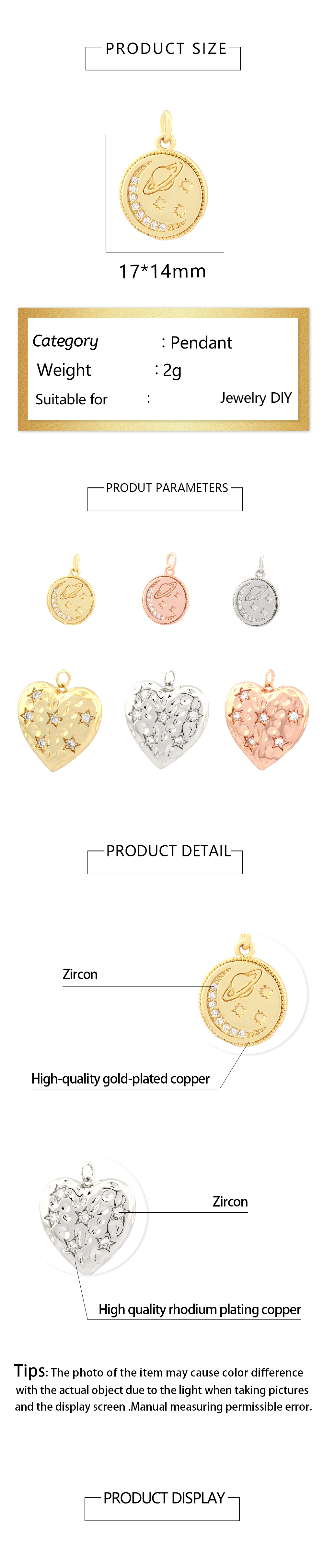 1 Piece 14*17mm 25*25mm Hole 3~3.9mm Copper Zircon 18K Gold Plated Star Heart Shape Polished Pendant display picture 1