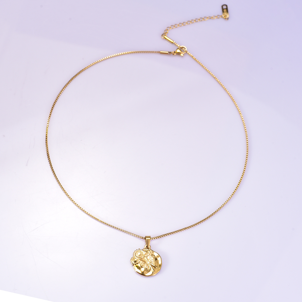 Acero Titanio Chapados en oro de 18k Estilo Simple Girasol Collar Colgante display picture 5