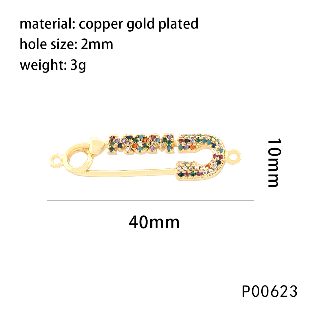 1 Piece 25 * 11mm 27 * 15mm 40 * 10mm Copper Zircon 18K Gold Plated Pentagram Paper Clip Devil's Eye Polished Pendant display picture 8