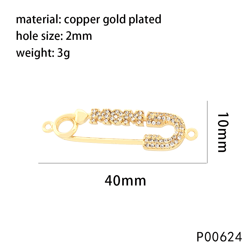1 Piece 25 * 11mm 27 * 15mm 40 * 10mm Copper Zircon 18K Gold Plated Pentagram Paper Clip Devil's Eye Polished Pendant display picture 9