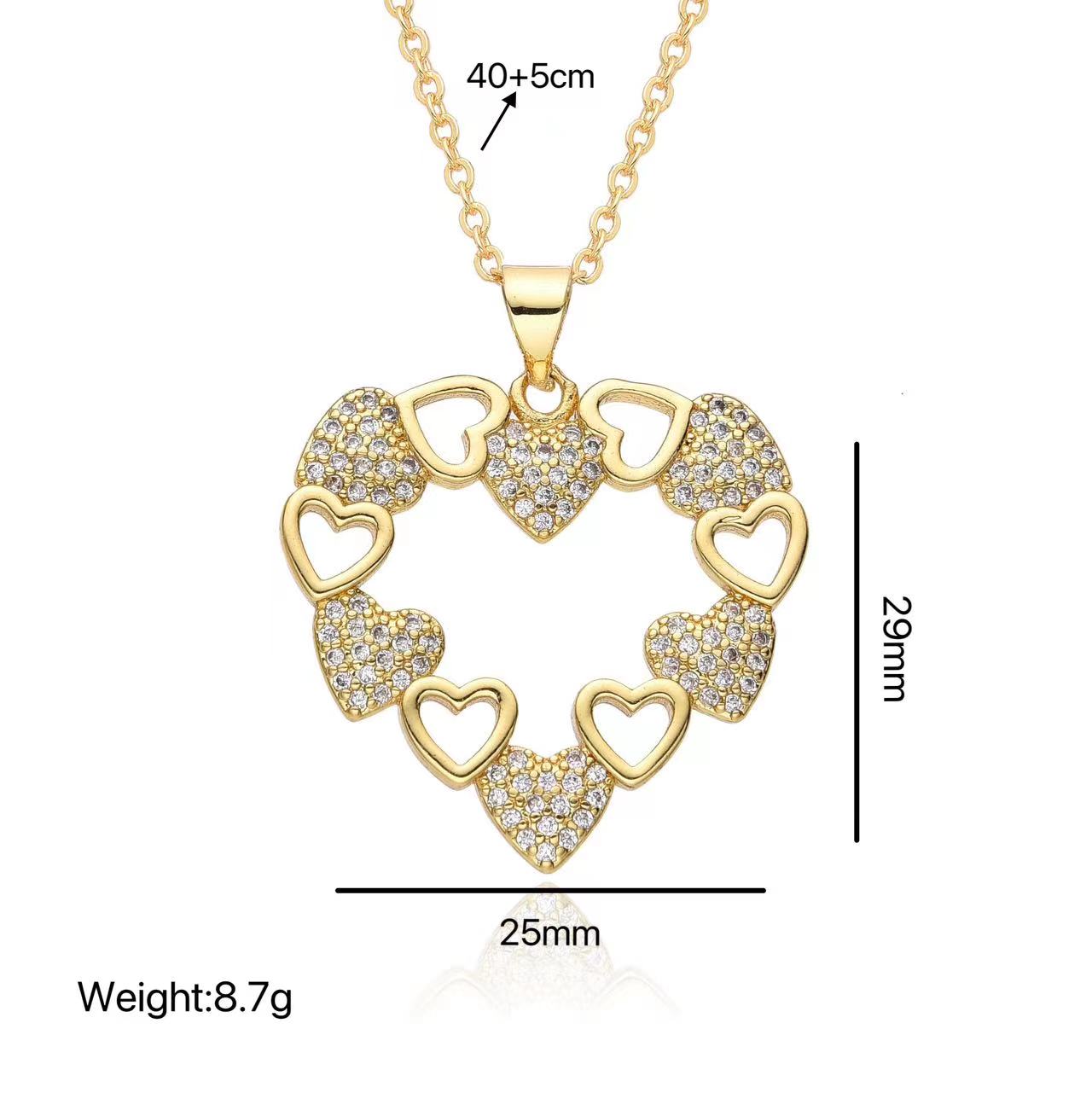 Wholesale Jewelry Simple Style IG Style Heart Shape Stainless Steel Alloy Rhinestones Gold Plated Polishing Hollow Out Inlay Pendant Necklace display picture 2