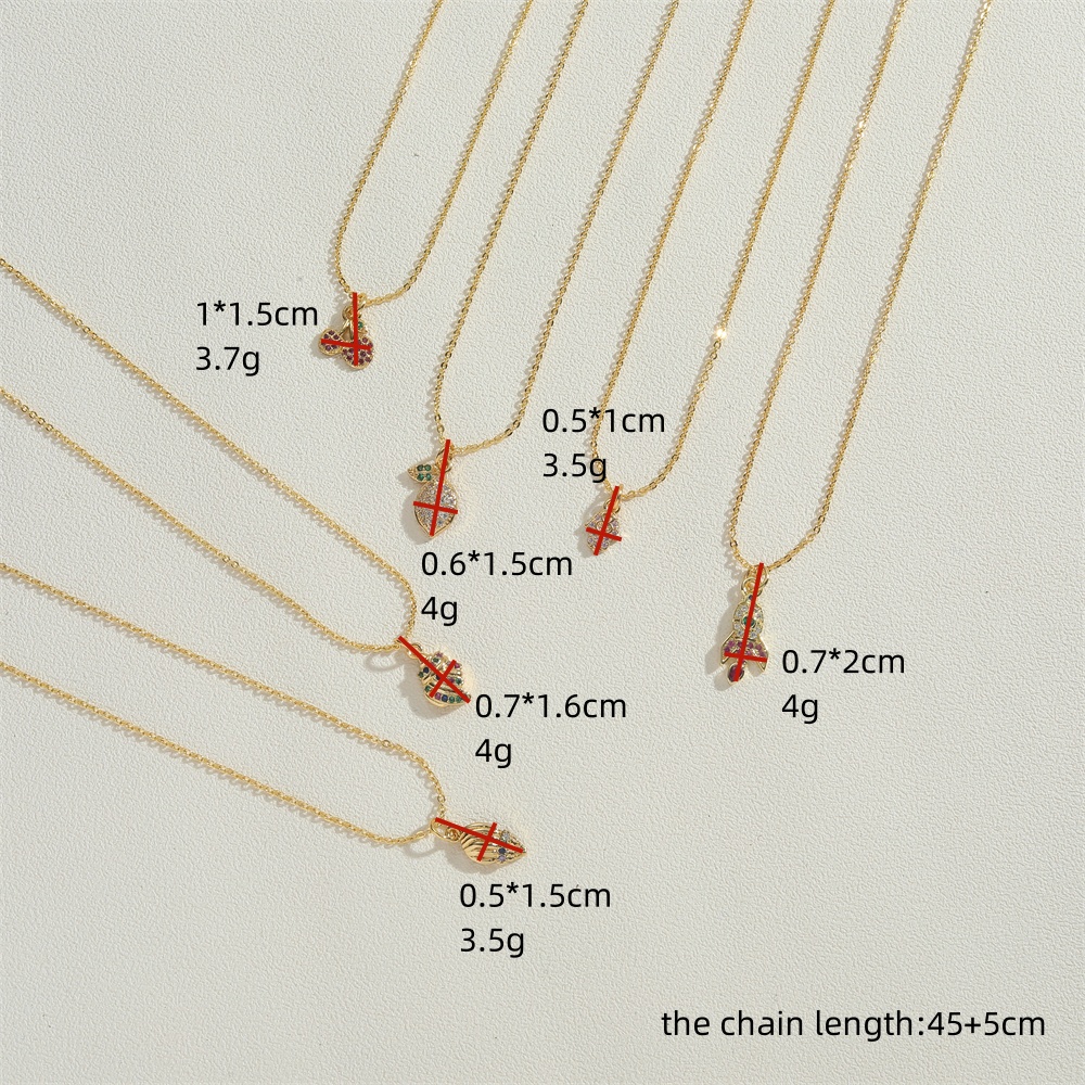Copper 14K Gold Plated Vintage Style Simple Style Commute Fruit Shell Inlay Zircon Pendant Necklace display picture 7