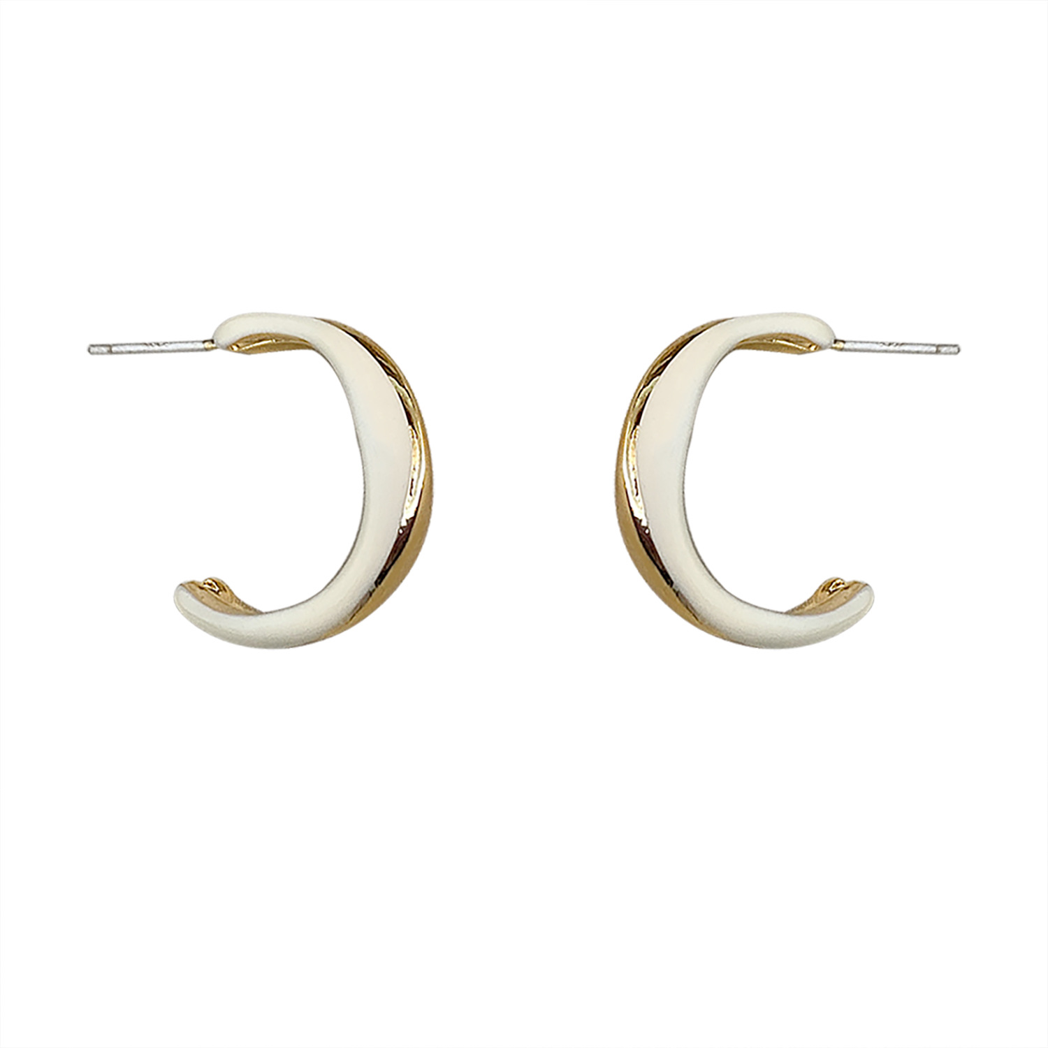 1 Pair Casual Sweet Artistic C Shape Enamel Copper 18K Gold Plated Ear Studs display picture 1
