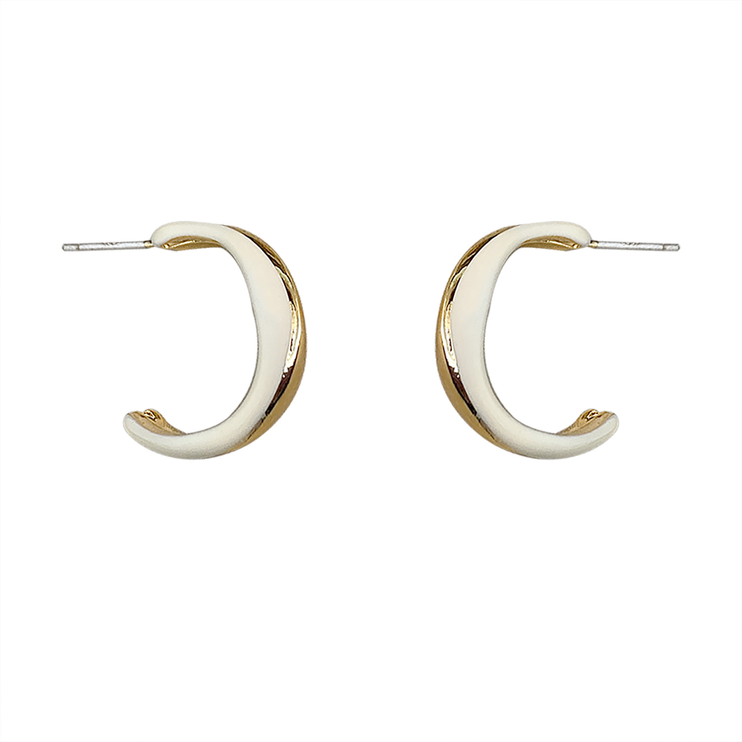 1 Par Casual Dulce Artístico Forma De C Esmalte Cobre Chapados en oro de 18k Pendientes display picture 1