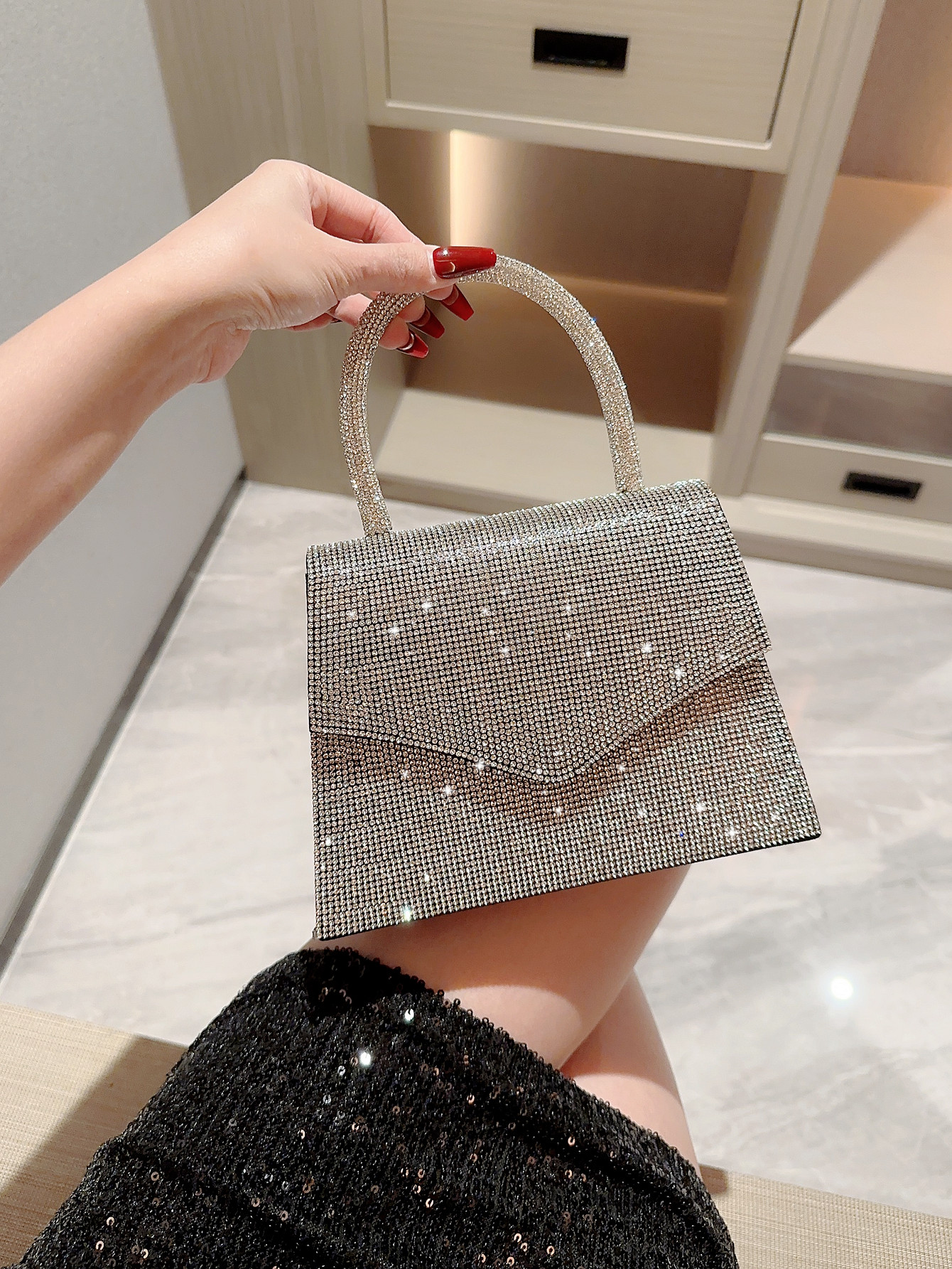 Silver Polyester Solid Color Evening Bags display picture 1