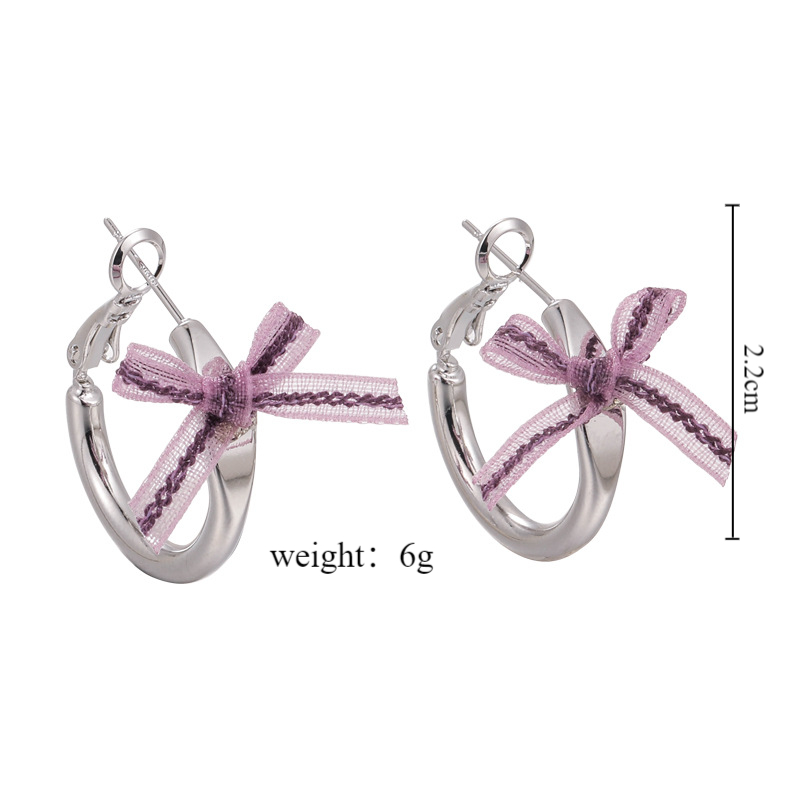 1 Pair Japanese Style Sweet Artistic Bow Knot Copper White Gold Plated Earrings display picture 1