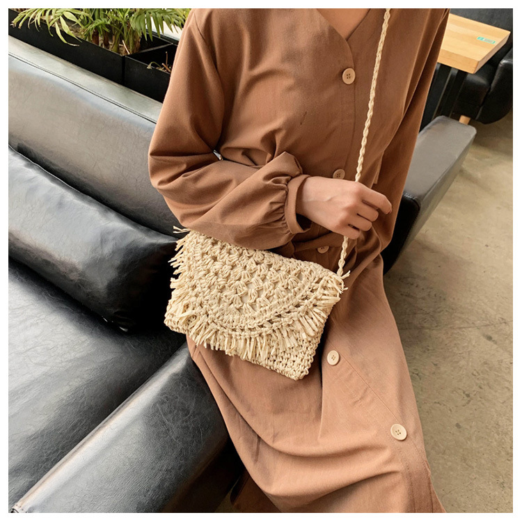 Women's Small Straw Solid Color Beach Weave Zipper Straw Bag display picture 6