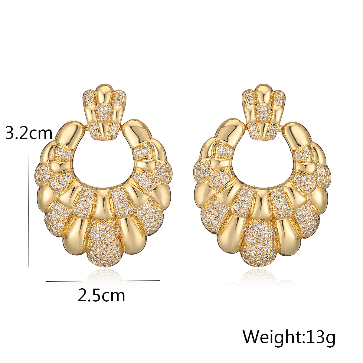 1 Pair IG Style Simple Style Commute Geometric Hollow Out Inlay Copper Zircon 18K Gold Plated Drop Earrings display picture 1
