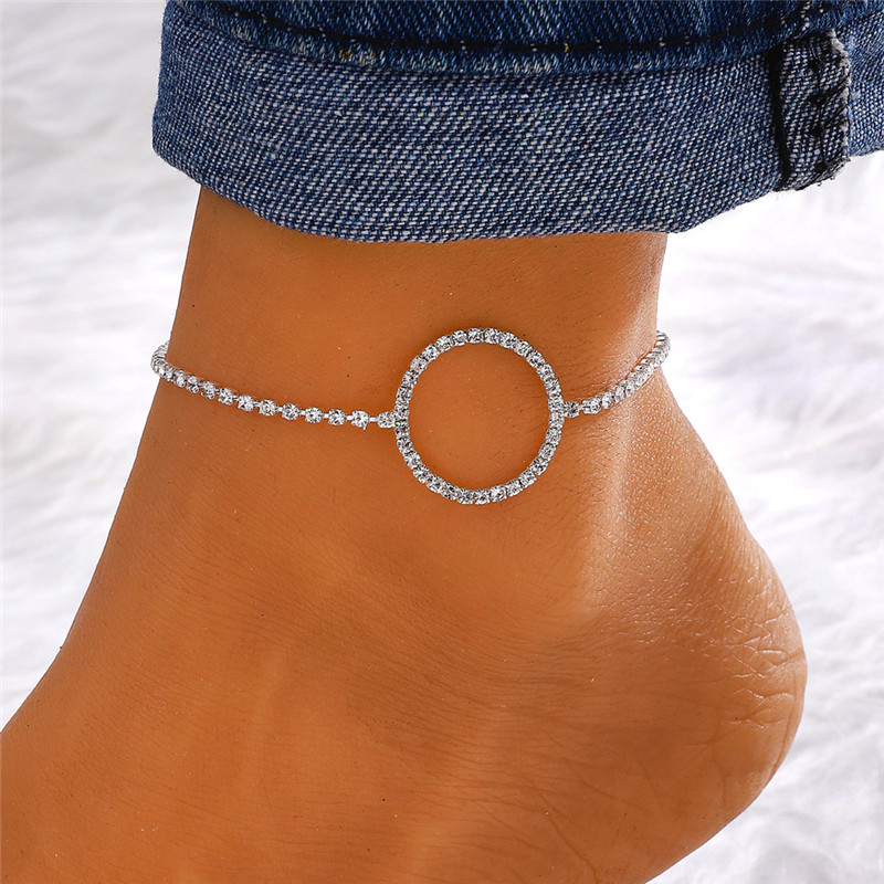 Vacation Simple Style Moon Heart Shape Copper Inlay Artificial Rhinestones Artificial Diamond Gold Plated Silver Plated Women's Anklet display picture 2