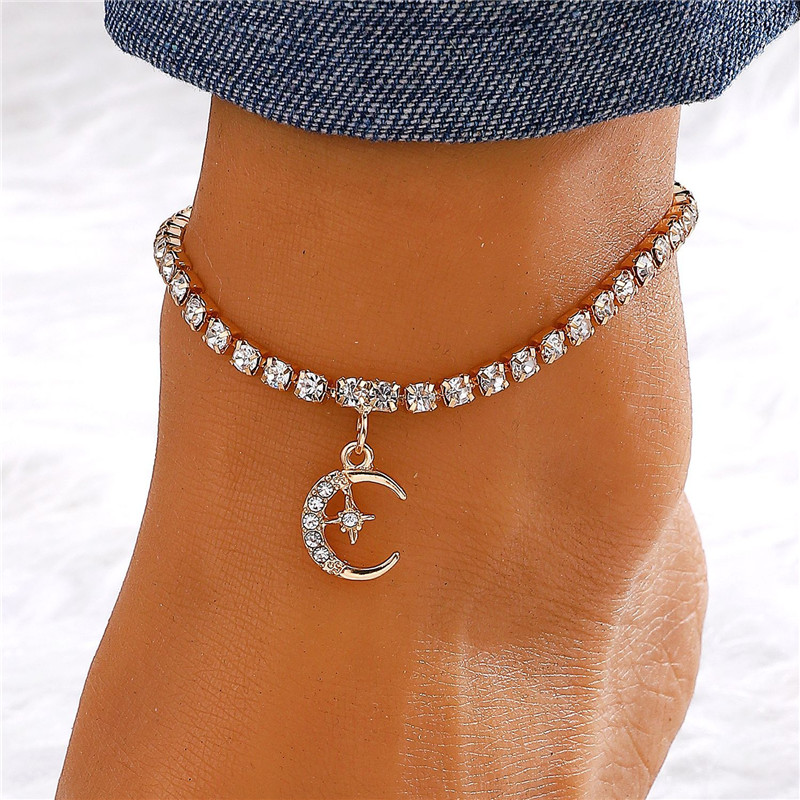 Vacances Style Simple Lune Forme De Cœur Le Cuivre Incruster Strass Artificiels Diamant Artificiel Plaqué Or Plaqué Argent Femmes Bracelet De Cheville display picture 21