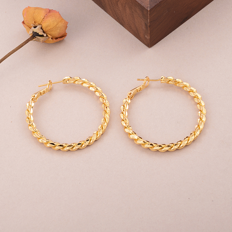 1 Pair Elegant Sweet Artistic Round Braid Copper 18K Gold Plated Palladium White K Earrings display picture 4