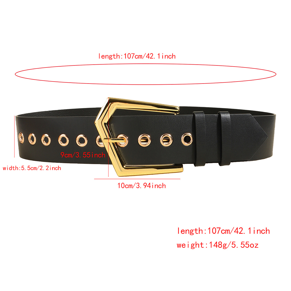 Elegant Lady Simple Style Solid Color Pu Leather Alloy Belt Buckle Metal Button Women's Leather Belts display picture 5
