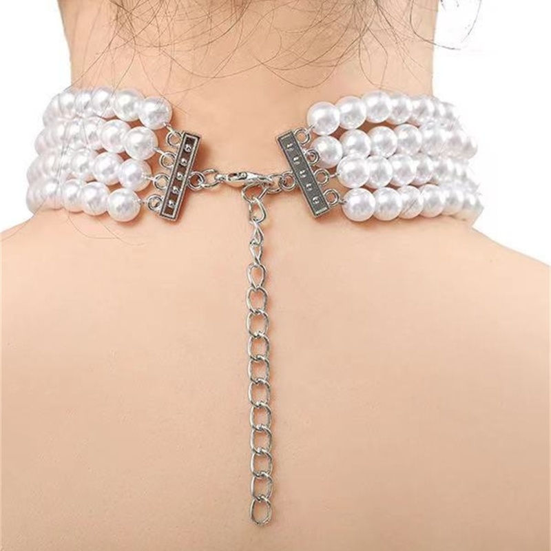 Style Vintage Style Baroque Vacances Ovale Perlé Perle Artificielle Incruster Pierres Précieuses Artificielles Strass Artificiels Plaqué Argent Femmes Collier Ras De Cou display picture 2