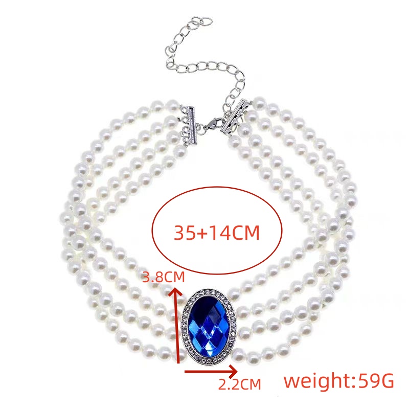 Vintage Style Baroque Style Vacation Oval Beaded Artificial Pearl Inlay Artificial Gemstones Artificial Rhinestones Silver Plated Women's Choker display picture 14